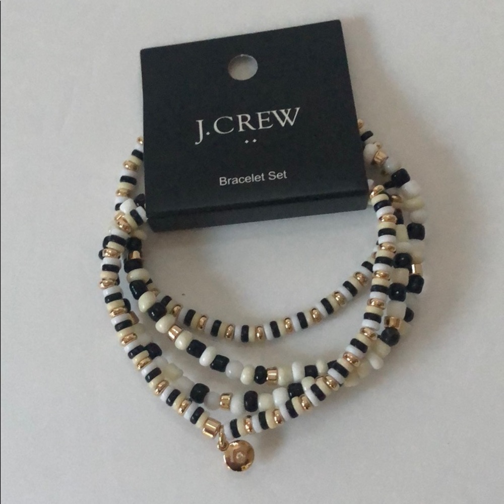 J. Crew Black Gold & White Stretch Bracelets (4)